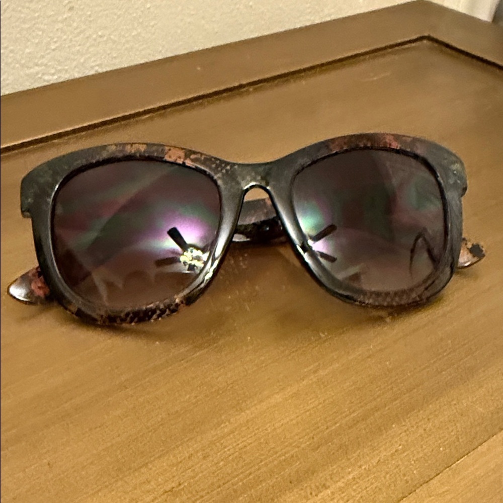 Betsey Johnson Black and Brown Patterned Sunglasses
